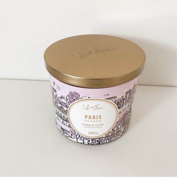 BRAND NEW Life at Home 3-Wick Candle, Paris, Amber and Peony - Picture 2 of 4